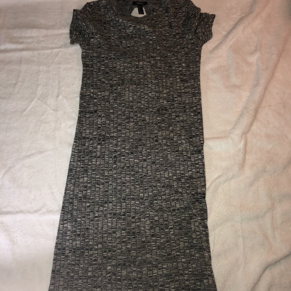 Textured mini dress with key hole back.